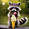 Waschbär mit Eis