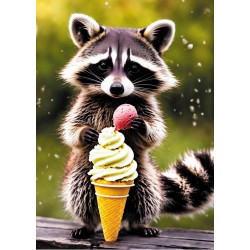 Waschbär mit Eis Poster